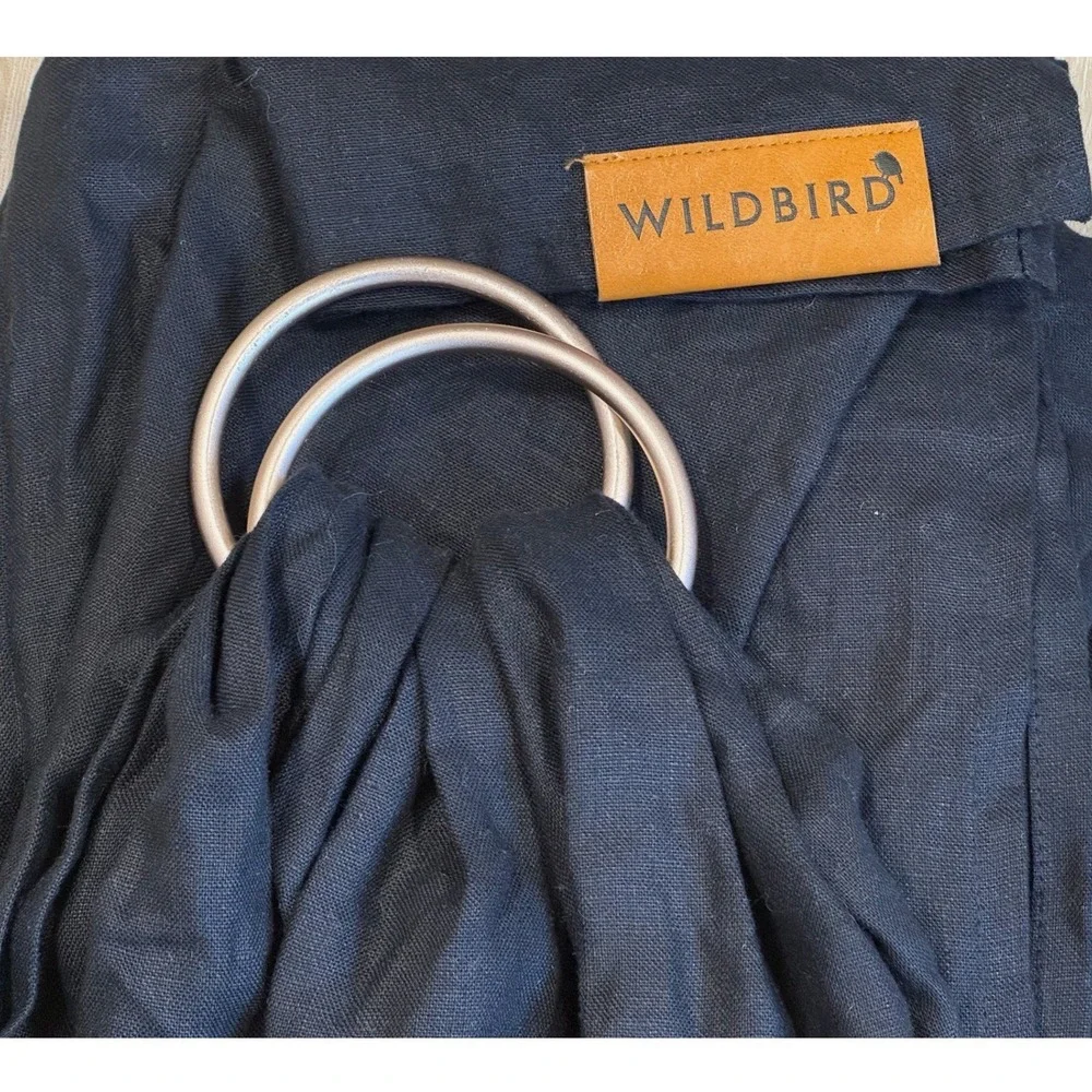 WildBird Raven Black Linen Ring Sling 90